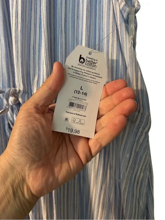 Time and Tru Women's Sleeveless Cotton Midi Dress With Flounce Hem - Picture 4 of 4